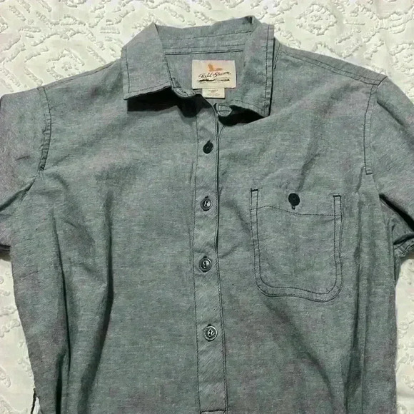 Field &‎ Stream gray cotton shirt dress with tie waist. Women’s size medium - Picture 3 of 10